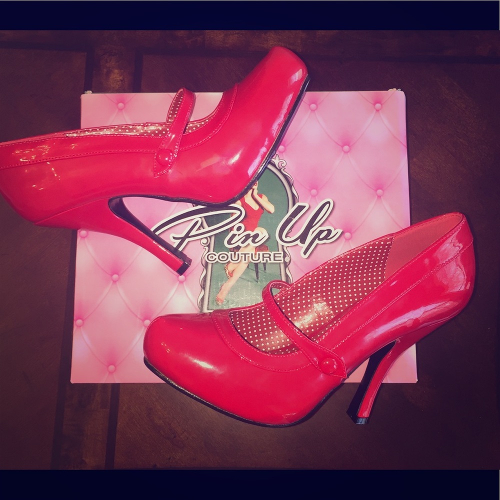 Pin Up Couture True Red Patent Leather Heels